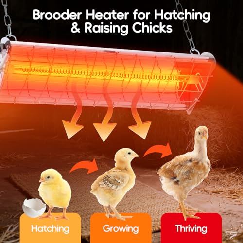 Large Chicken Coop Heater Lamp，400W Carbon Fiber Chicks Brooder Heater Plates with Adjustable Temp & Height,Brooder Heating Lamp for Coop,Ideal for Up to 60 Chicks, Poultry & Livestock Heating