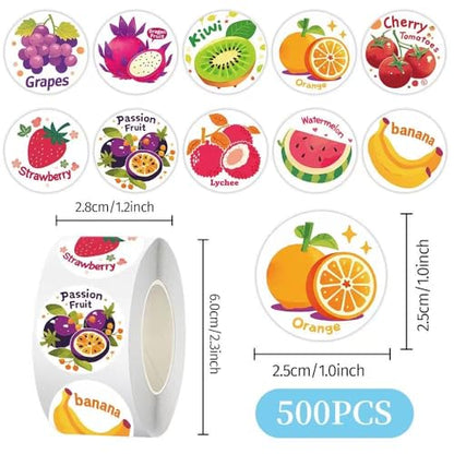 1000 Pcs Fruit Stickers Bulk 2 Roll 1 Inch,Food Pineapple Banana Mango Watermelon Strawberry Sticker Pack Gift for Party Favors Book Water Bottles Laptop,Vegetable Stickers for Kids Boys Girls School - color: Fruit Stickers
