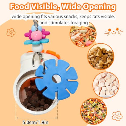 Rat Enrichment Foraging Toys, Interactive Puzzle Slow Feeder Treat Dispenser, Hanging Cage Accessories, Easy-Clean Rodent Toys for Rat Mice, Bird Foraging Toy for Parakeet Conure (1Pcs)