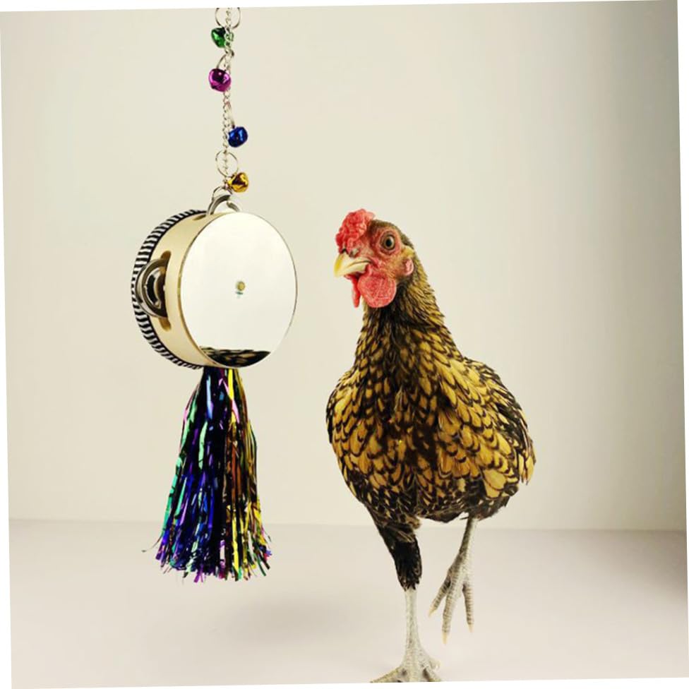 Chicken Mirror Hanging for Hens Roosters Drum Mirror Pet Enrichment Increases Activity Reduces Boredom Durable Attractive Design for Poultry Play