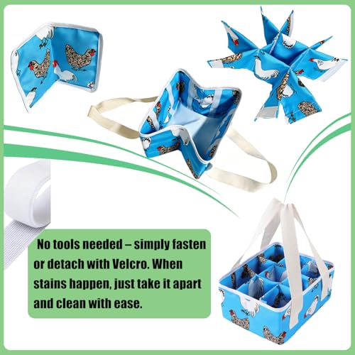 Eggs Collecting Basket, Durable Canvas Egg Basket with Plastic Board, 9-Pouch Chicken Egg Holder Bag for Gathering Fresh Eggs, Egg Gathering Basket and Multipurpose Chicken Holder Bag (Blue) - color: Blue