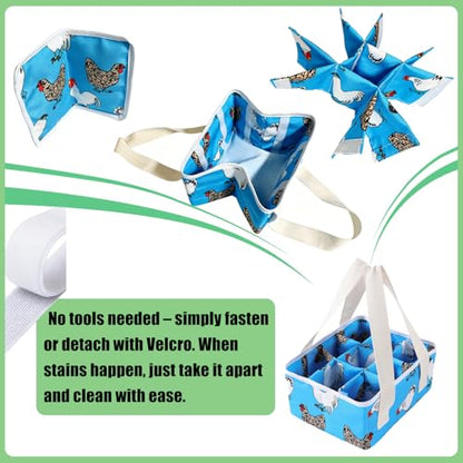 Eggs Collecting Basket, Durable Canvas Egg Basket with Plastic Board, 9-Pouch Chicken Egg Holder Bag for Gathering Fresh Eggs, Egg Gathering Basket and Multipurpose Chicken Holder Bag (Blue) - color: Blue