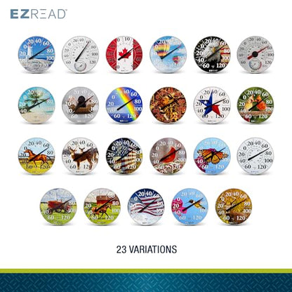 EZREAD Hanging Dial Thermometer 840-1225 Weather Thermometers for Indoor and Outdoor Use, Large 12.5 Inch Diameter, Easy to Read Numbers, Winter Cardinal - color: Winter Cardinal