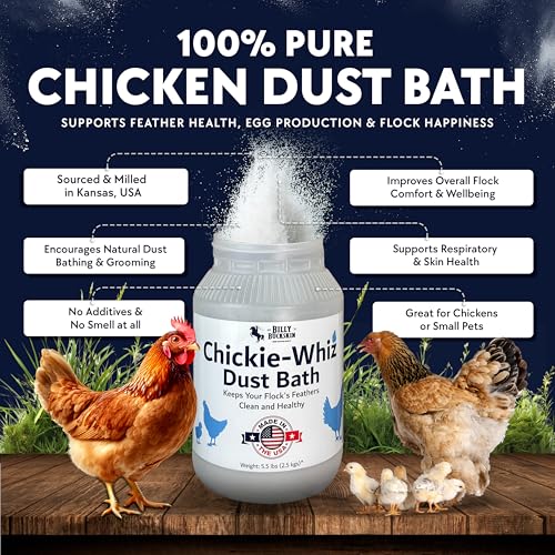 5.5lb Chickie-Whiz Chicken Dust Bath - Made in USA - All Natural Volcanic Ash Dust Bath for Chickens - Healthier Eggs & Feathers - Chicken Coop Accessories for Farms by Billy Buckskin Co. - size: 1 x 5.5 LB
