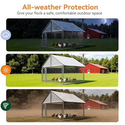 Chicken Coop Cover Waterproof, 11.7 * 6.7ft 420D Durable Oxford Fabric, Sunshade Water-Resistant Tarp for Walk-in Chicken Run Pen with Ball Bungees Cords, 1pc