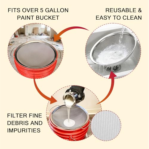 Fine Mesh Paint Strainer 60 Mesh Stainless Steel Paint Filter Emulsion Honey Funnel Filter Cover Fits 5 Gallon Paint Bucket Filter Tool Insert Strains (1 pc) - size: 1 pc