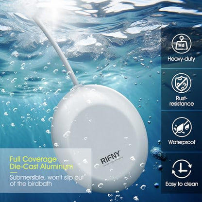 100W Bird Bath Heater for Outdoors in Winter, RIFNY Birdbath Deicer Water Heater Submersible for Bird Chicken Drinking with Thermostatically Control and Auto Shut-Off, Full-Covered Aluminum, 10FT Cord - size: 100W