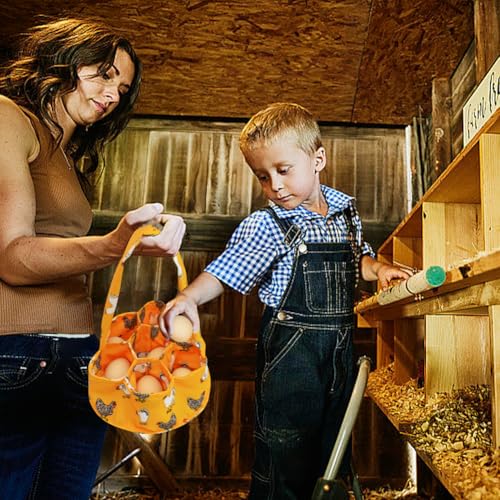 Egg Basket 7 Pouches Canvas Carrier Farm Fresh Egg Holder | 7-pouch canvas basket for farm egg collecting, 7.87" diameter, holds chicken/duck/goose eggs, wipe clean