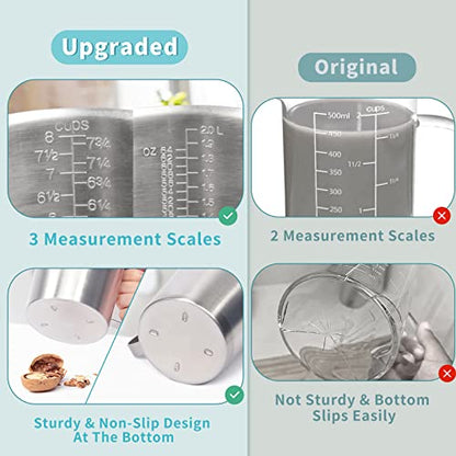 Measuring Cup, [Upgraded, 3 Measurement Scales, Including Cup Scale, ML Scale, Ounce Scale], Newness Stainless Steel Measuring Cup with Marking with Handle, 64 Ounces (2.0 Liter, 8 Cup) - size: 64 OZ (8 Cup, 2000 ML)