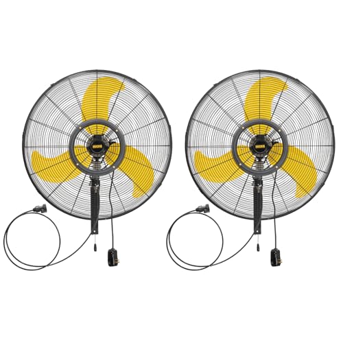 HiCFM 2 Pack 30 inch Misting Outdoor Oscillation Weatherproof Wall Mounted Fan with IP44 Enclosure Motor, GFCI Plug, 9300 CFM 3-Speeds High Velocity Powerful Wall Fan, UL Outdoor Approved - size: 30" Outdoor (No Remote)