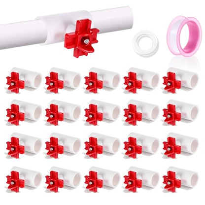 20 Pack Horizontal Chicken Water Nipples with 1/2'' PVC Tee Fittings Automatic Chicken Water Feeder Easy Install Chickens Nipples Waterer Horizontal Side Mount Poultry Nipple Waterer