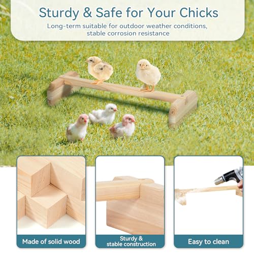 PETSFIT Chick Roosting Bar Prevent Rotation Design, Solid Wooden Thicken Rooster Perch for Coop and Brooder for Birds, Baby Chicks