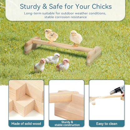 PETSFIT Chick Roosting Bar Prevent Rotation Design, Solid Wooden Thicken Rooster Perch for Coop and Brooder for Birds, Baby Chicks