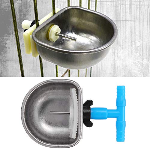 Akozon 5Pcs Stainless Steel Automatic Drinker Nipple Waterer with Small Bowl Tee Connector, Proof Farm Accessory Compatible Standard PVC Tubing - size: #11