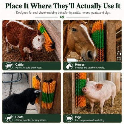 Livestock Scratching Brush 1-Pack — Cattle Horse Goat Pig Sheep Grooming Post, High-Visibility Animal Scratcher, Stress Relief Goat Toys for Summer Itch & Shedding - color: regular 1pcs