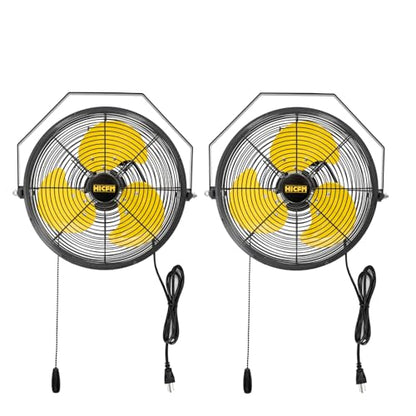 HiCFM 2500 CFM 12" Industrial Wall-Mounted Fan, 3-Speeds High Velocity Wall fans with IP44 Enclosure Motor for Barn, Garage, Warehouse, Greenhouse and Commercial Use, 2 Pack - size: 12" Indoor (No Remote)