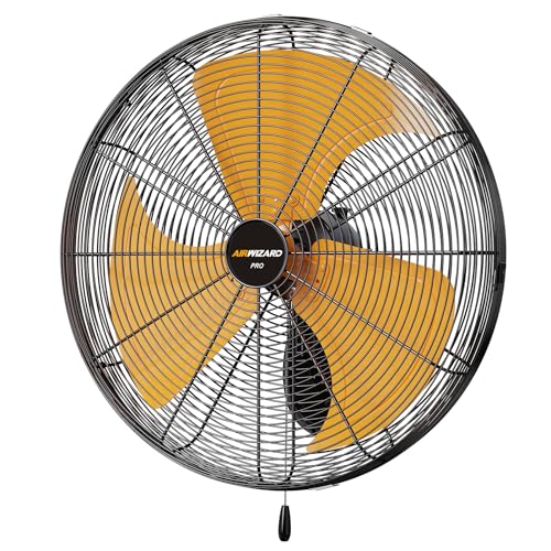 Pro Series 20 inch Oscillating High Velocity Wall Mount Fan, 6000 CFM Industrial Heavy Duty Metal Wall Fan, 3 Speeds, Adjustable Tilt, Quiet Operation Commercial Shop Fan for Garage - size: 20inch-indoor