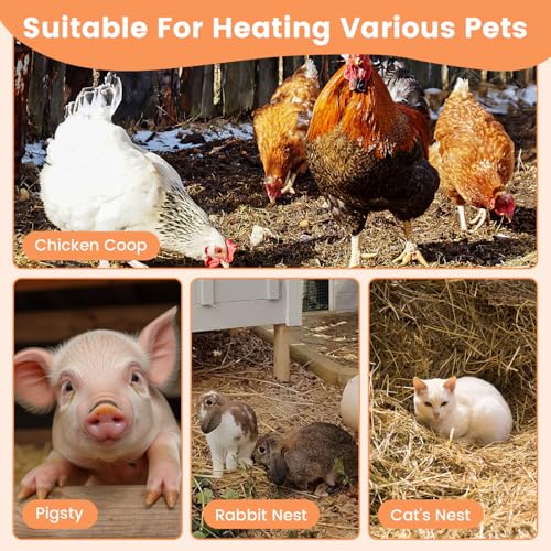 800W Dog House Heater, Wall Mount, 10ft Anti Bite Cord, Waterproof Control, Outdoor Pet Heater Warmer for Chicken Coop Kennel Barn Cat Cage Rabbit Livestock (800, Watts)