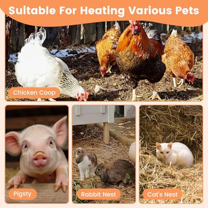 800W Dog House Heater, Wall Mount, 10ft Anti Bite Cord, Waterproof Control, Outdoor Pet Heater Warmer for Chicken Coop Kennel Barn Cat Cage Rabbit Livestock (800, Watts)
