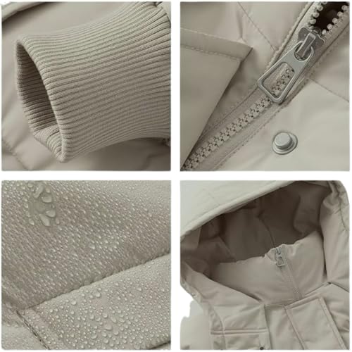 PUFFIT Long Puffer Jacket for Women,2024 Thickened Winter Coat Hooded with Deep Pockets, Ladies Warm Winter Jacket - color: Dark Taupe, size: Small