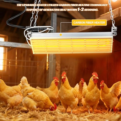 600W Chicken Coop Heater, Carbon FiberChicken Heater for Coop with Adjustable Heating Settings & Hanging Height (600W) - color: 600W