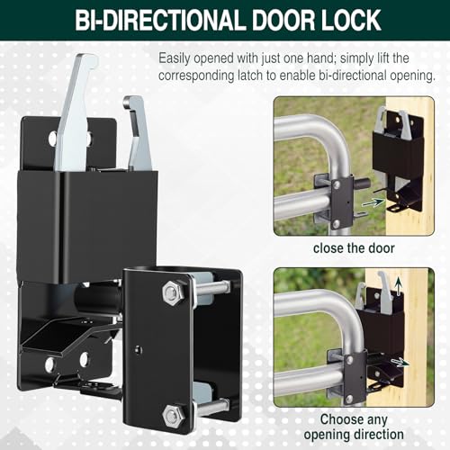 Farm 2 Way Gate Latch and 6" Farm Gate Wheel Heavy Duty Lockable Livestock Cattle Hardware Anti-sag for Ranch Horse Corral, Screws and Instructions Included