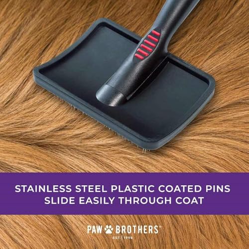 Paw Brothers Soft Pin Curved Slicker Brush for Dogs, Coated Tips, Maximum Coverage, Gentle on Skin, Size 3" x 5.5", Small - style: Universal Small