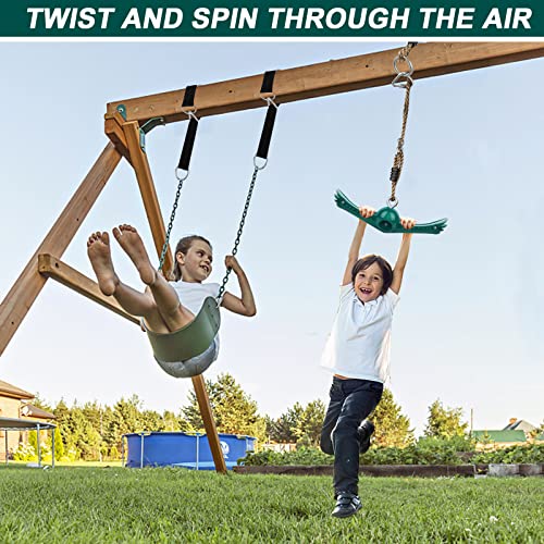 YAMIPROBI Swing Spins Set: 360° Handle Twist-Spin Flips Toy - Slackline Attachments Activate Play Powers - Accessories for Kids' Playground and Backyard Fun, Green - color: Green