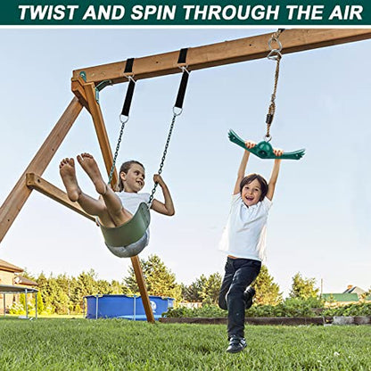 YAMIPROBI Swing Spins Set: 360° Handle Twist-Spin Flips Toy - Slackline Attachments Activate Play Powers - Accessories for Kids' Playground and Backyard Fun, Green - color: Green