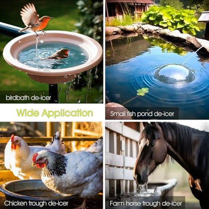 100W Bird Bath Heater for Outdoors in Winter, RIFNY Birdbath Deicer Water Heater Submersible for Bird Chicken Drinking with Thermostatically Control and Auto Shut-Off, Full-Covered Aluminum, 10FT Cord - size: 100W