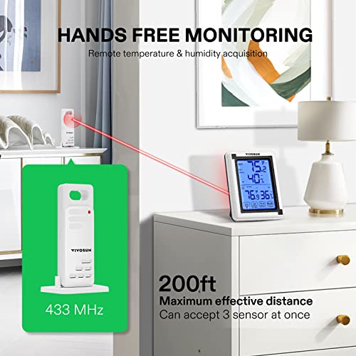 VIVOSUN Digital pH Meter and Digital Thermometer and Hygrometer with 3 Remote Sensors, Indoor Outdoor Temperature and Humidity Monitor