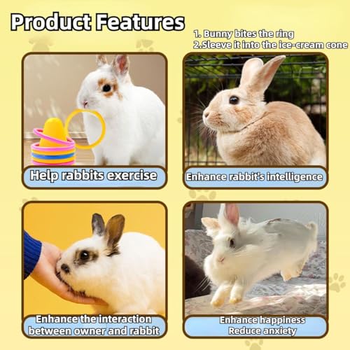 Rabbit Training Rings Toy Interactive Educational Stacking Rings 5 Random Colors Puzzle Toys for Small Animal Bird Kitten Ferret Guinea Pig Squirrel (Yellow) - color: Yellow