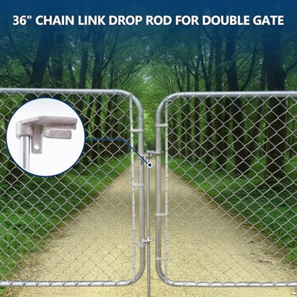 Hicarer 36" Chain Link Drop Rod for Double Gate Heavy Duty Pull Style Fence Gate Latch for 1-3/8" Chain Link Fence Frame Galvanized Steel Latch