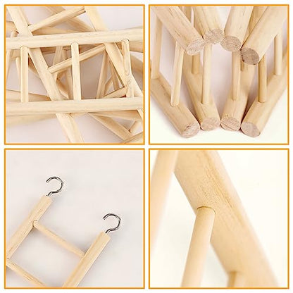 5pcs Wooden Bird Ladder for Parrots Cage 5 Basic Sizes Perch Parakeet Climbing Toys Hanging Pet Natural Step Cockatoo Lovebirds