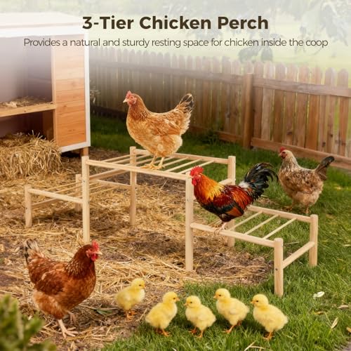 3-Tier Chicken Perch Ladder Stand, 33.1 Wooden Coop Decor