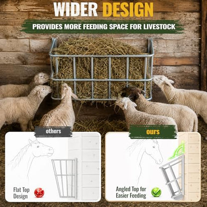 20 Gallon Wall Mount Hay Feeder, Metal Hay Rack for Goats and Horses | Galvanized steel, livestock feeding rack, barn stall feed holder, space-saving, rounded edges, easy install - color: 20 Gallon