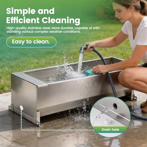 Automatic Livestock Water Trough, Animal Drinking Water Bowl Dispenser with Float Valve Kit,Outdoor Extra Large Dog Waterer for Dog Horse Goat Cow,Bundle