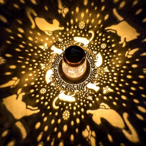 Cat Solar Lanterns Outdoor Waterproof Hanging Solar Lights Cat Gifts for Women Men Metal Decorative LED Cat Lanterns for Garden Decor,Yard,Patio,Lawn,Pathway,Landscape - style: Cat