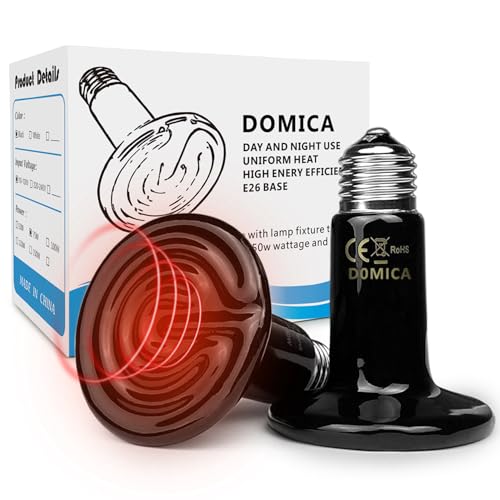 DOMICA Reptile Heat Bulb 50 Watt 2PC, Ceramic Heat Emitter Heat Up Fast, E26 No Light Night Use Heating Bulbs for Beared Dragon, Turtle, Lizard, Snake, Pet Brooder Coop Chicken (50W-Small Tank) - color: 50w-small Tank