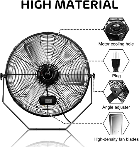 Simple Deluxe 24 Inch Industrial Wall Mount Fan, 3 Speed Metal Fan for Warehouse, Greenhouse, Workshop, Patio, Factory and Basement, Black - size: 24 Inch