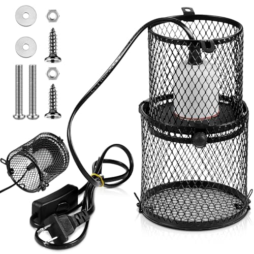 VIHOSE 1 Pcs Retractable Reptile Heat Lamp Holder Reptile Anti Scald Lampshade Ceramic Heat Emitter Heating Lamp Shade with Switch for Pet Amphibian Snakes Lizards Turtle Frogs Chicks, Without Bulb - color: White