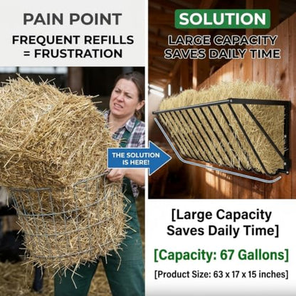 Wall Mounted Carbon Steel Hay Rack, Goat & Horse Feeder - 31.5 Inch with Mounting Kit