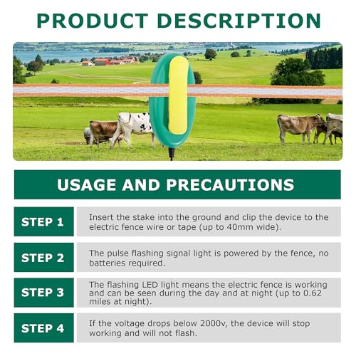 2 Pack Detects Electric Fence Energizer Pulse Flash Signal LED Light | Tester Indicator for pulsed energizers | Alert Device That Clips to Wire or Tape Fences - style: 2 Pack