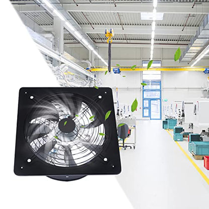DNYSYSJ 12 inch Industrial Fan, 125W 1559CFM High Airflow Low Noise 12 in Exhaust Fan Ventilation Extractor Fan Axial Fan Ductless Bathroom Exhaust Fan Ventilation For Kitchen, Basements, Garage - color: black,12"