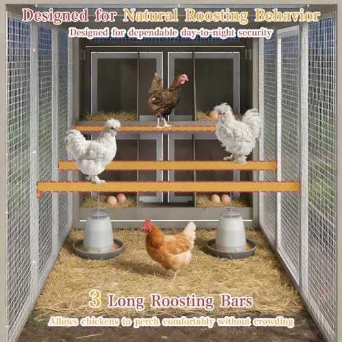 Ketive 93.6"L Outdoor Large Chicken Coop with Run for 6–8 Chickens, Wooden Hen House with 6 Nesting Boxes, 4 Lockable Egg Doors,Asphalt Roof,Waterproof Oxford Run Cover Chicken Hutch for Backyard Lawn