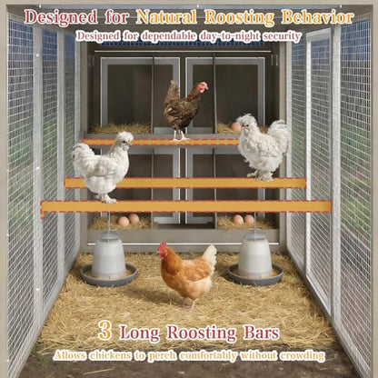 Ketive 93.6"L Outdoor Large Chicken Coop with Run for 6–8 Chickens, Wooden Hen House with 6 Nesting Boxes, 4 Lockable Egg Doors,Asphalt Roof,Waterproof Oxford Run Cover Chicken Hutch for Backyard Lawn