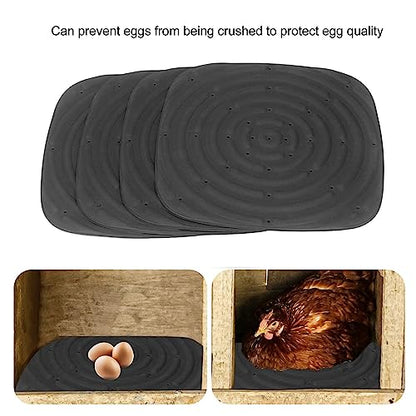 4pcs Chicken Nest Mat, Washable Poultry Nesting Box Pads PVC Water Proof Egg Collector Protector Liners for Laying Eggs Chicken Coop (Black) - color: Black