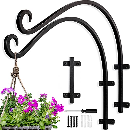 AJART Plant Hanger Bracket Outdoor: 16-Inch Metal Bird Feeder Wall Hooks - 2 Pieces Heavy Duty Plant Hanger Hook for Hanging Flower Baskets - size: 16 Inch, style: Plant Hanging Hooks