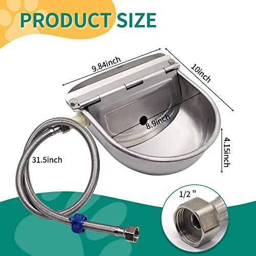 Automatic Dog Water Dispenser Stainless Steel Drinking Bowl for Livestock | Self Filling,Keep Water Fresh, Anti-bite, Easy to assemble, Float Valve, Wall Mounted ,outdoor Indoor for chicken, Goat, Cat