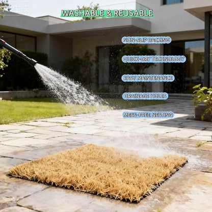 AuroVyxx Chicken Nesting Box Pads 4 Pack 12x12 Inch - Waterproof Washable Hen Nesting Pads, Easy Clean Reusable Nest Boxes Liners, Fake Grass Mat Artificial Indoor Turf with Drain Holes